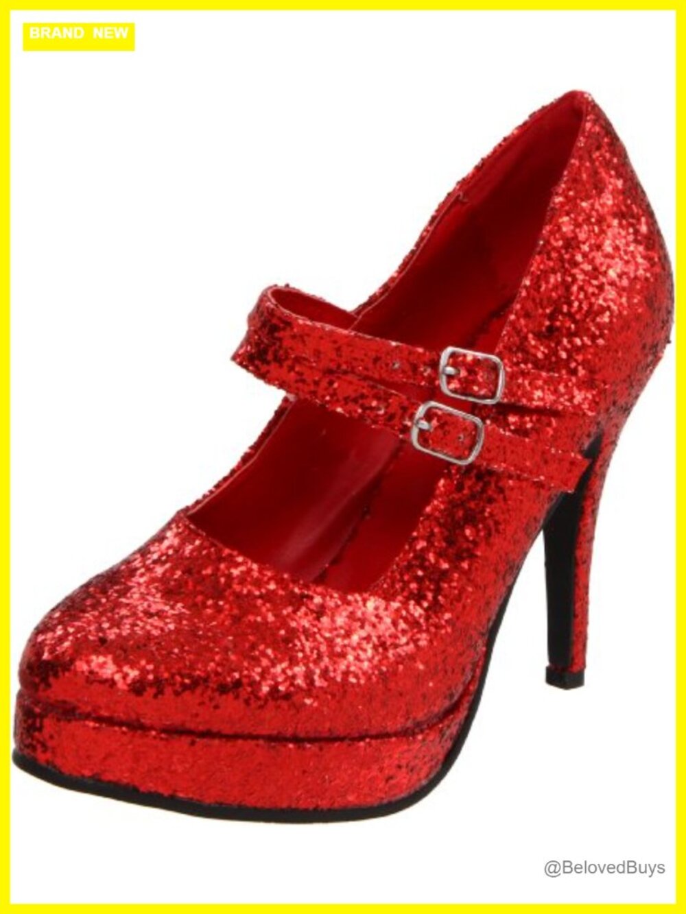 Mary Jane Platform Pump Buckle Glitter Formal Dance Shoe